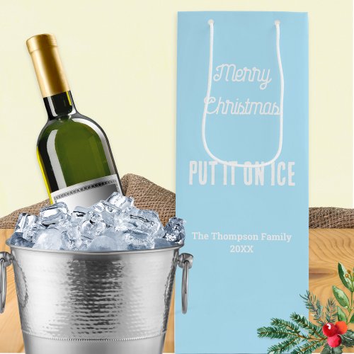 Personalized Merry Christmas White Wine Gift Bag