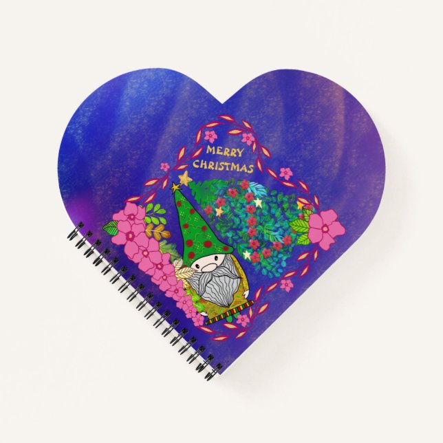 PERSONALIZED MERRY CHRISTMAS WITH GNOME XMAS TREE NOTEBOOK (Front)