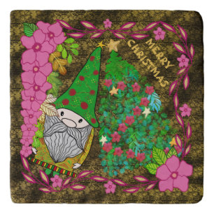 PERSONALIZED MERRY CHRISTMAS WITH GNOME XMAS TREE TRIVET