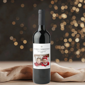 "Personalized Merry Christmas with Photo And Name Wine Label
