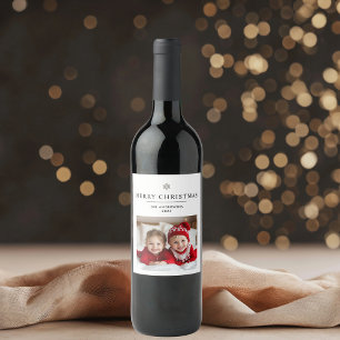 "Personalized Merry Christmas with Photo And Name Wine Label