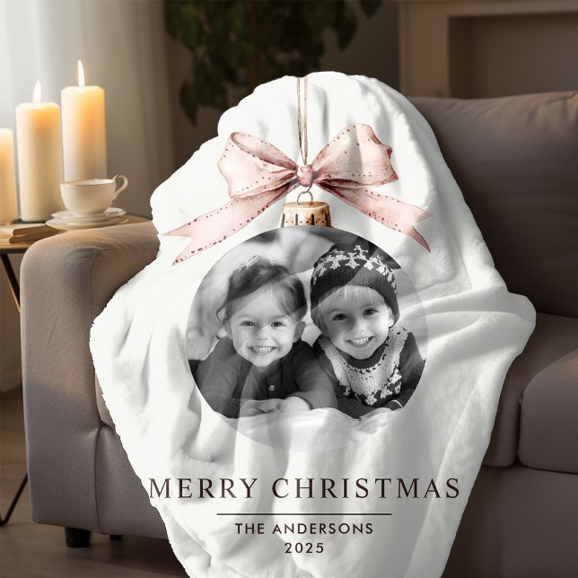 "Personalized Merry Christmas with Photo Gift Sherpa Blanket (Creator Uploaded)