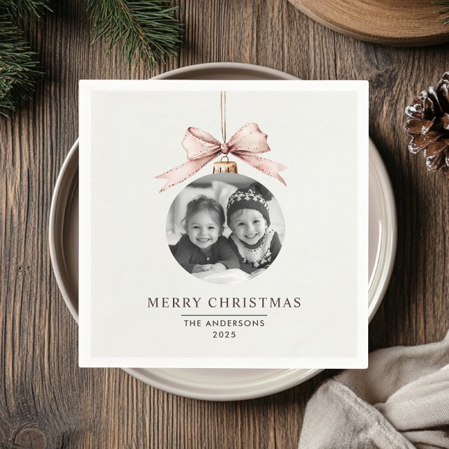 "Personalized Merry Christmas with Photo Napkin (Creator Uploaded)