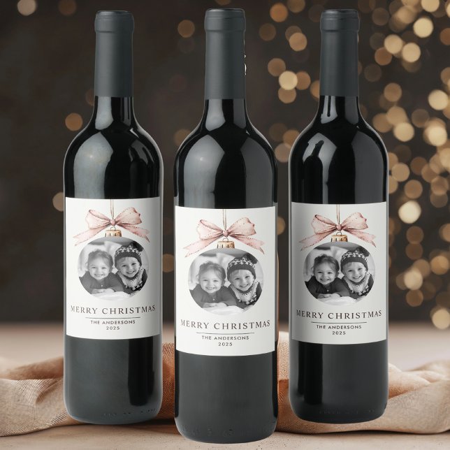 "Personalized Merry Christmas  with Photo  Wine Label (Creator Uploaded)