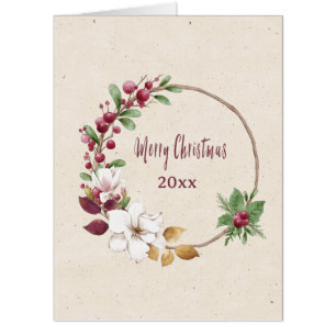 Personalized Merry Christmas Wreath w Year Giant Card