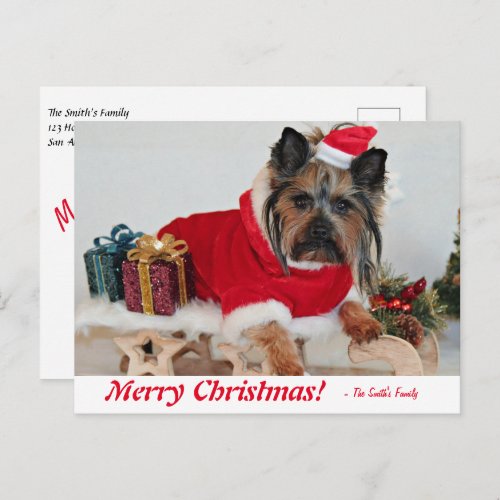Personalized Merry Christmas Yorkie Terrier Postca Postcard