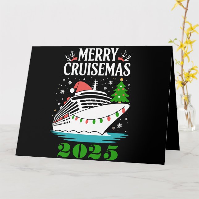 Personalized Merry Cruisemas Cruise Ship Family  Card (Yellow Flower)