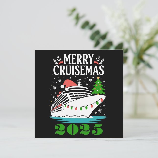 Personalized Merry Cruisemas Cruise Ship Family  Invitation (Standing Front)