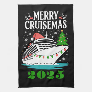 Personalized Merry Cruisemas Cruise Ship Family  Kitchen Towel