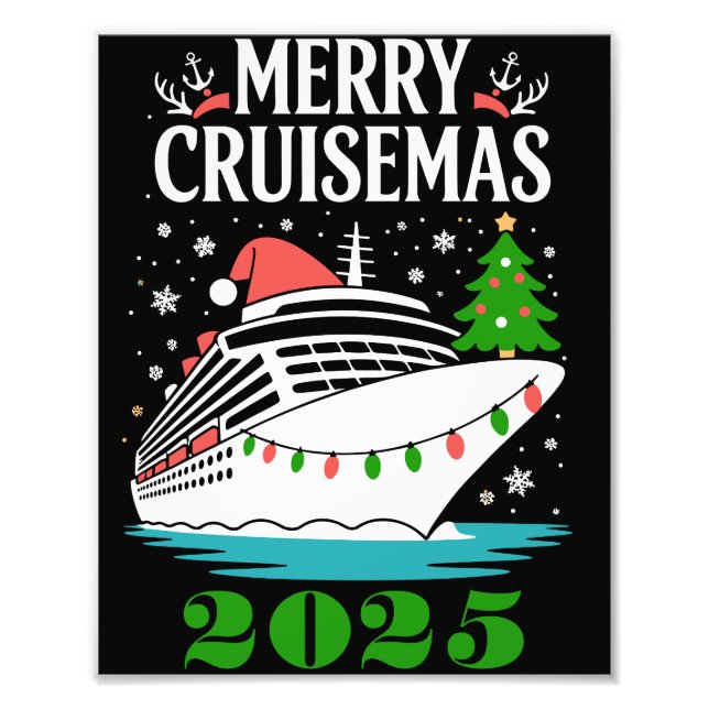 Personalized Merry Cruisemas Cruise Ship Family  Photo Print (Front)