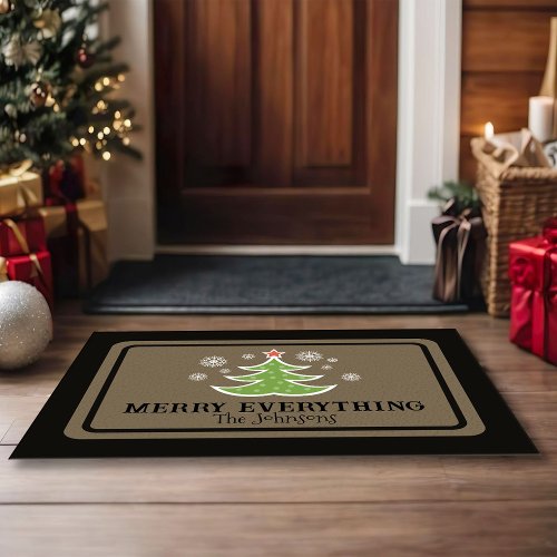 Personalized Merry Everything Christmas Tree Doormat
