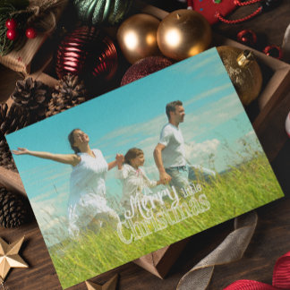 Personalized Merry Little Christmas Red White Holiday Card