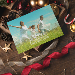 Personalized Merry Little Christmas Red White Holiday Card