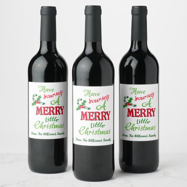 Personalized Merry Little Christmas Wine Label (Bottles)