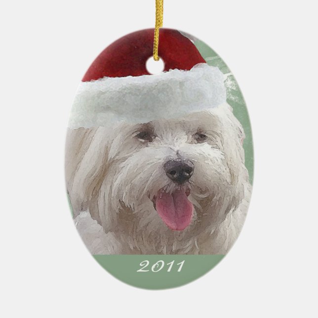 Personalized Merry Maltese Christmas Ornament (Front)