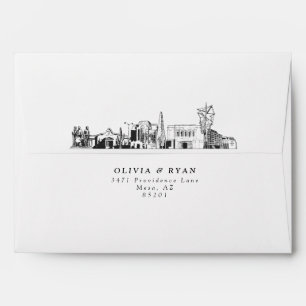 Personalized Mesa Arizona Skyline Sketch Envelope