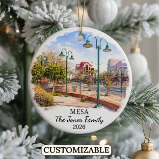 Personalized Mesa Ornament, Custom Arizona State Ceramic Ornament