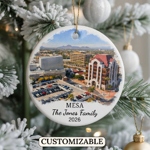 Personalized Mesa Ornament, Custom Arizona State Ceramic Ornament