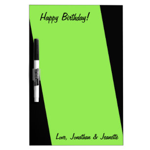 Personalized Message and Name, Stripe Neon Green Dry-Erase Board