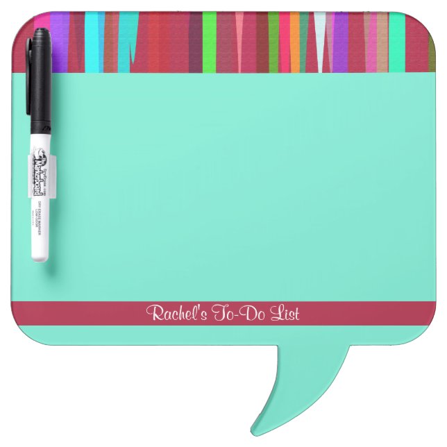 Personalized Message Board in Red Fringe & Aqua (Front)