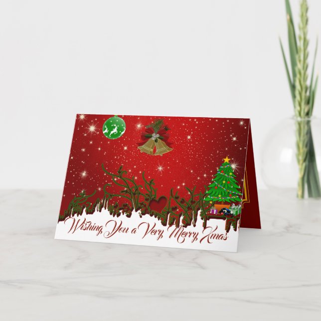 Personalized Message Christmas Greetings Holiday Card (Front)