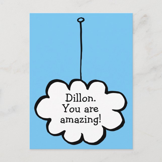 Personalized Message Cloud on a String Postcard (Front)