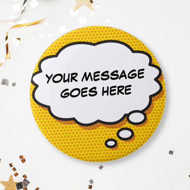 Personalized Message Comic Book Think Bubble Button | Zazzle
