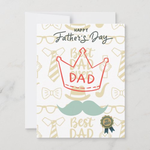 Personalized Message Floral Happy Fathers Day  Holiday Card