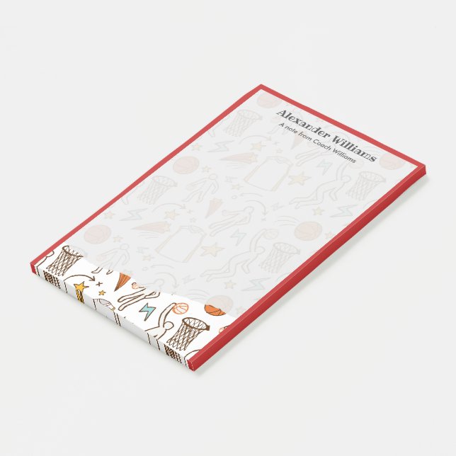 Personalized Message from Basketball Coach Player Post-it Notes (Angled)