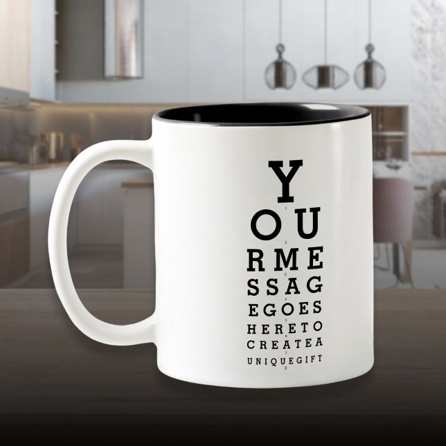 Personalized Message Fun Optician Chart  Two-Tone Coffee Mug (Personalized Message Fun Optician Chart Two-Tone Coffee Mug)