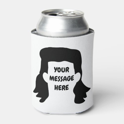 Personalized Message Funny Mullet Illustration Can Cooler