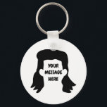 Personalized Message Funny Mullet Illustration Keychain<br><div class="desc">Create the perfect personalized gift. Add a funny message to make it a funny gag gift. Features a cartoon style illustration of mullet hairstyle and your own saying or name.</div>