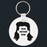 Personalized Message Funny Mullet Illustration Keychain<br><div class="desc">Create the perfect personalized gift. Add a funny message to make it a funny gag gift. Features a cartoon style illustration of mullet hairstyle and your own saying or name.</div>