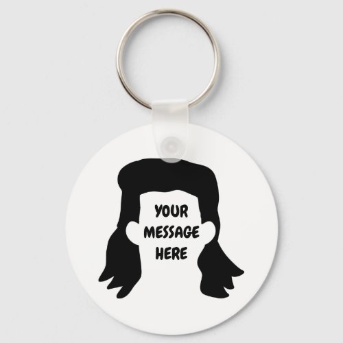 Personalized Message Funny Mullet Illustration Keychain