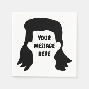 Personalized Message Funny Mullet Illustration Napkins