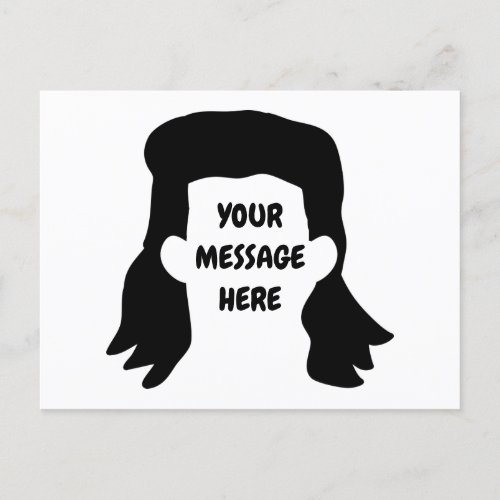 Personalized Message Funny Mullet Illustration Postcard