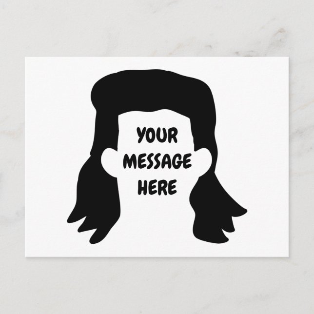 Personalized Message Funny Mullet Illustration Postcard (Front)