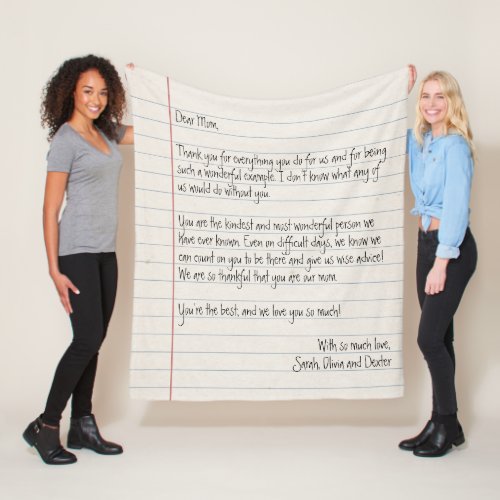 Personalized Message Love Letter Handwritten Fleece Blanket