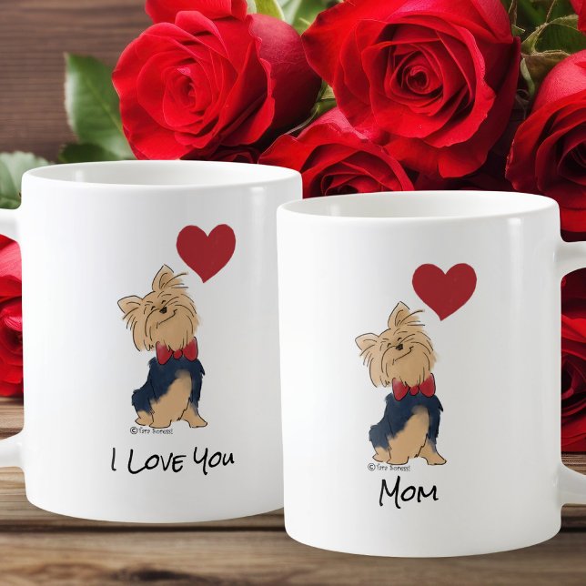 Personalized Message Love You Yorkie Cute Dog Art Coffee Mug (Creator Uploaded)