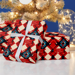 Personalized message on Christmas geometric Wrapping Paper
