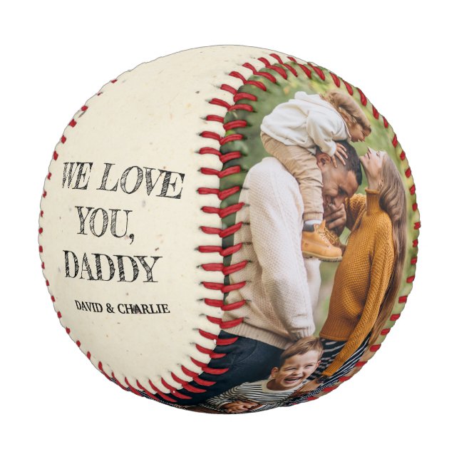 Personalized Message & Photo Keepsake Father's Day Baseball (Angled)