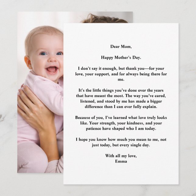Personalized Message Photo Mother’s Day Card (Front/Back)