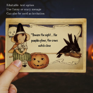 Personalized Message Vintage Witch Halloween  Postcard