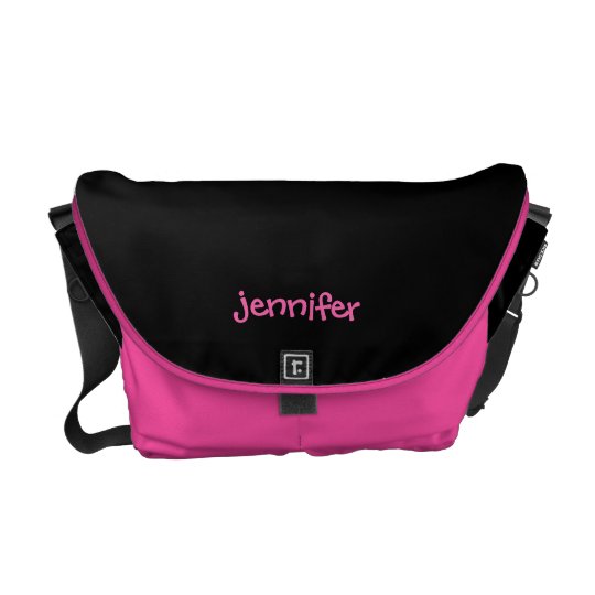 Personalized Messenger Bag Any Name Pink Black Personalized Messenger Bag Any Name Pink Black