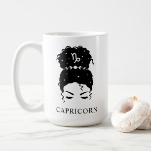 Personalized messy bun updo zodiac Capricorn Coffe Coffee Mug