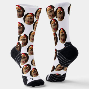 Personalized, messy, Christmas dog pattern socks