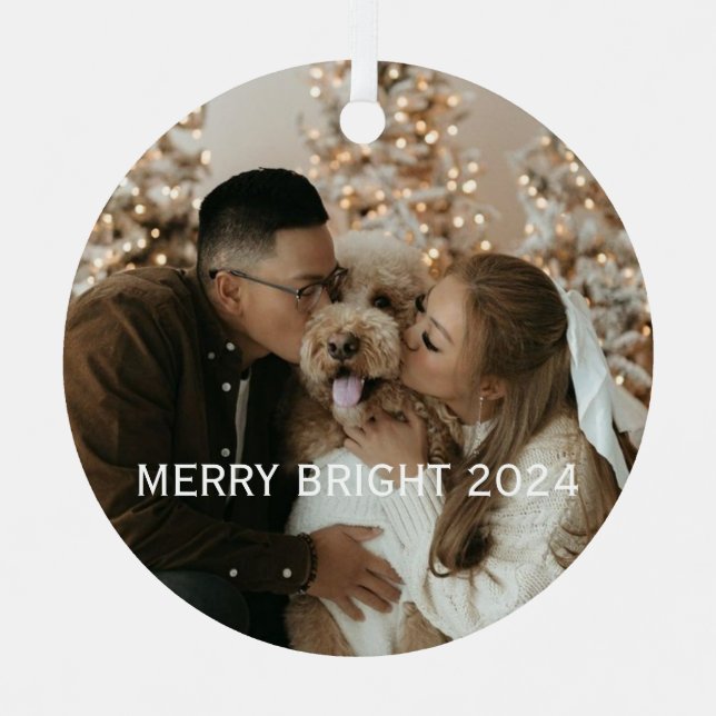 Personalized Metal Circle Ornament - Custom Photo  (Front)