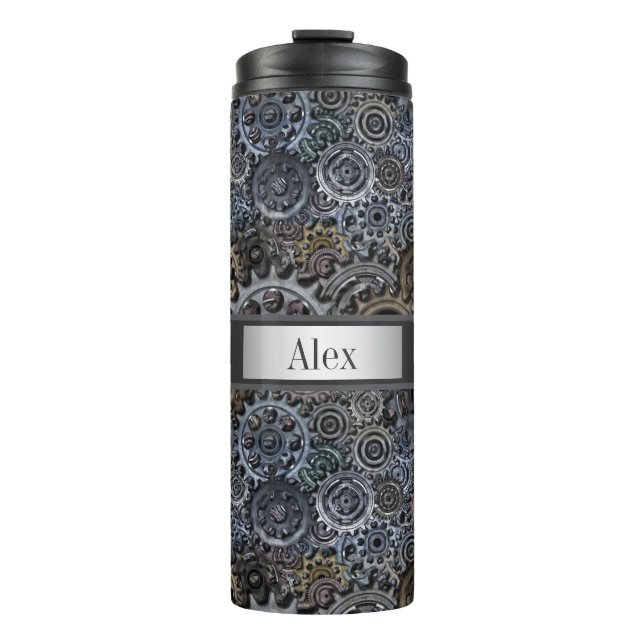 Personalized Metal Gear Design Thermal Tumbler (Front)