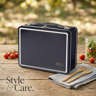 Personalized Metal Lunch Box with Simple Monogram