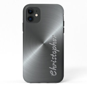 Personalized Metal titanium silver Radial Texture iPhone 11 Case